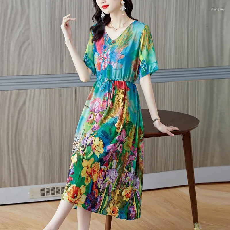 Vestidos de fiesta de gran tamaño Floral verano playa vestido de algodón coreano señoras para mujeres moda Vintage estampado largo de gran tamaño 2023