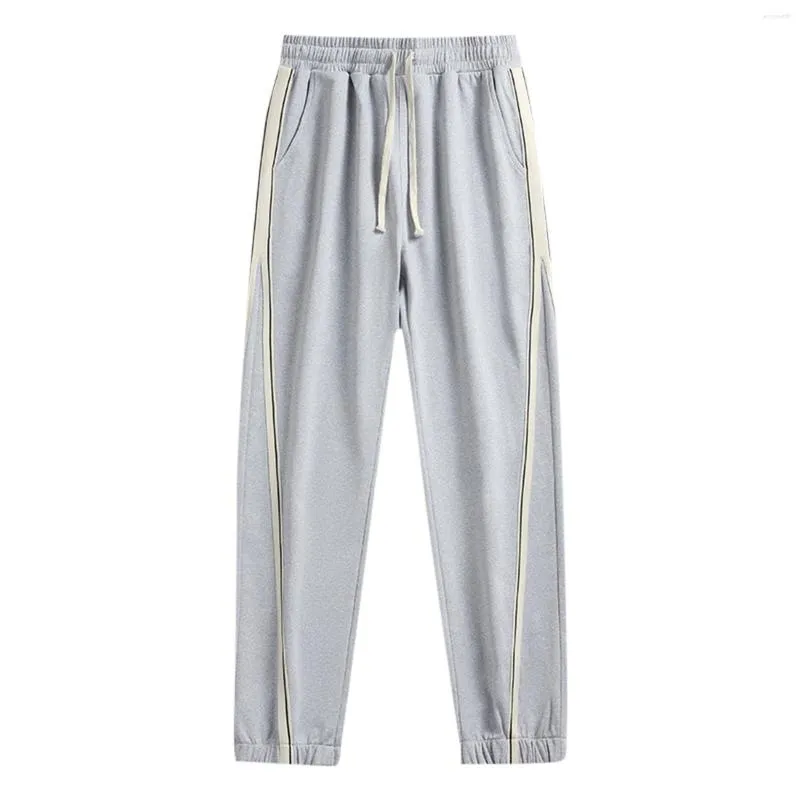 Pantalon homme printemps et automne cordon homme pantalon taille élastique tendance ample coton lin loisirs couleur unie pantalons de survêtement