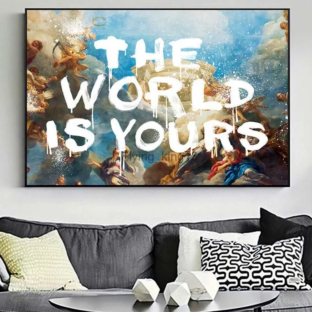 Vintage Platon Brief Öl Leinwand Gemälde Arbeit Smart Hustle Hard The World Is Yours Wandkunst Poster Drucke Wohnzimmer Cuadros HKD230829