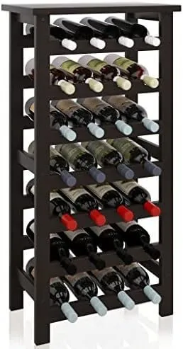 Mugs Wine 28 Bottles Display Holder with Table Top 7Tier Free Standing Storage Shelves for Kitchen Pantry Cellar Bar Black 230829