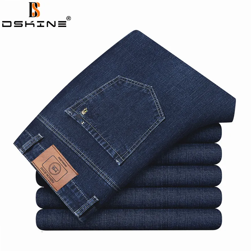 Mens Jeans Business Men Spring Straight Fashion Casual Trousers Baggy Stretch Summer Lightweight Slim Denim Pants 230828