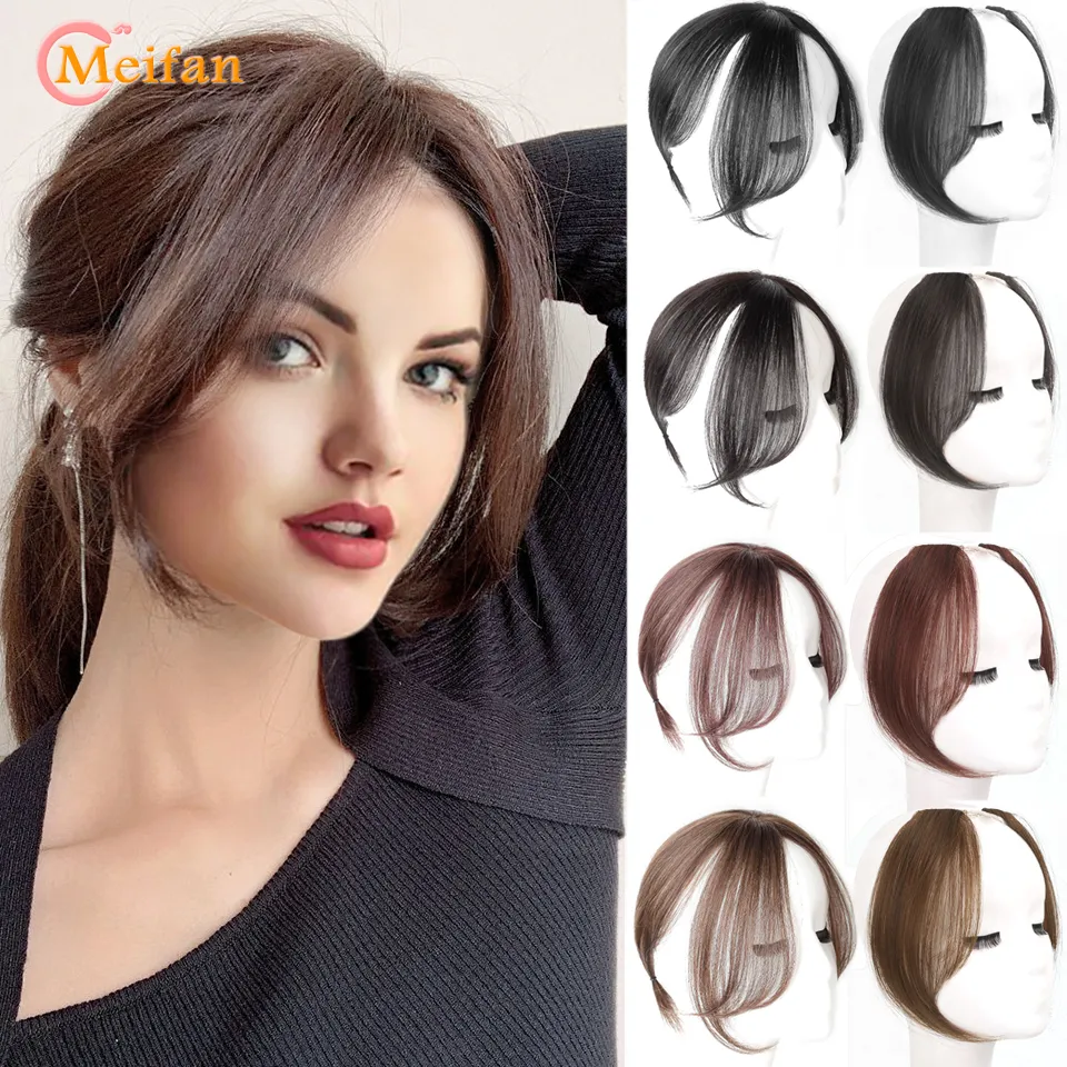 Peruca Caps Meifan Sintético 3D Bangs Clip-In Bangs Extensão Natural Franja Franja Topper Hairpiece Invisível Clourse Bangs Cobre Hairpieces 230828