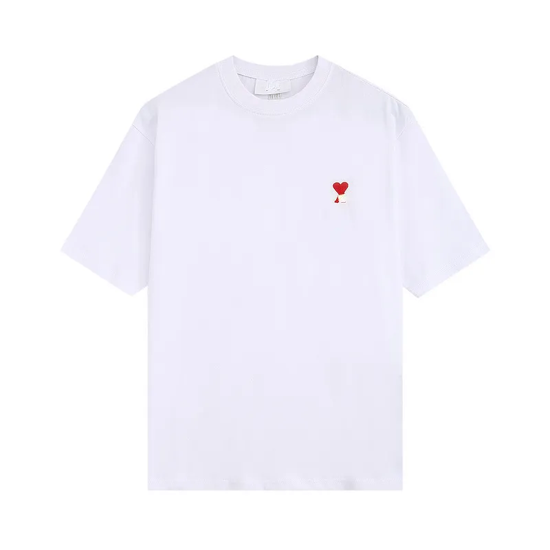 T-shirts en coton de marque coeur rouge lettre A broderie col rond manches courtes T-shirts décontractés pour hommes et femmes