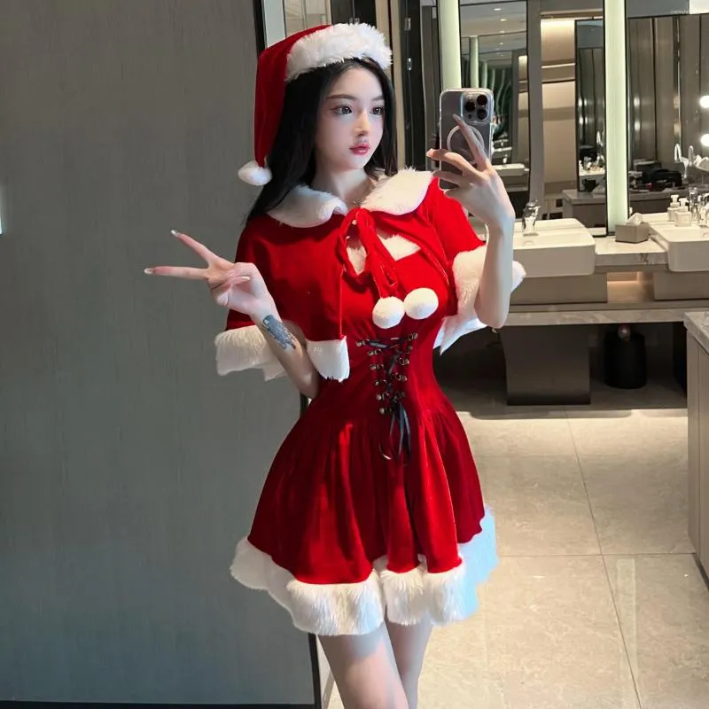 Casual Dresses 2023 Pure Sexy Christmas Dress Sweet Girl Atmosphere Kort kjol