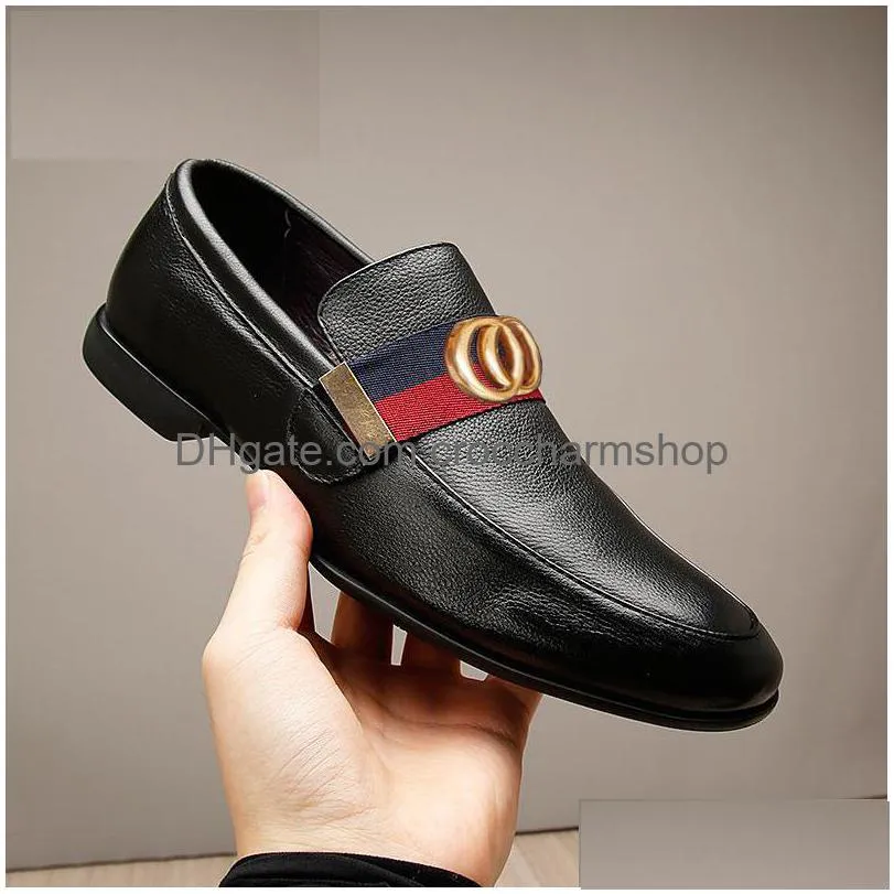 Chaussures habillées Cuir de luxe Couche supérieure formelle Cowe Casual Single Mode Business Chaussure Mocassins Chaussure Homme Luxe Marque A9 Drop Deliv Dhybz