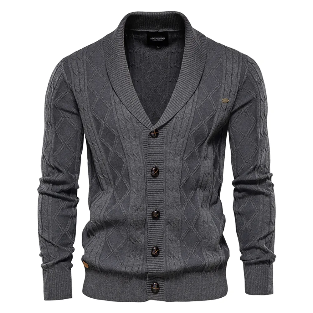 Maglioni da uomo AIOPESON Cardigan in cotone a rombi da uomo Casual monopetto tinta unita cardigan da lavoro inverno moda maglione uomo 230829