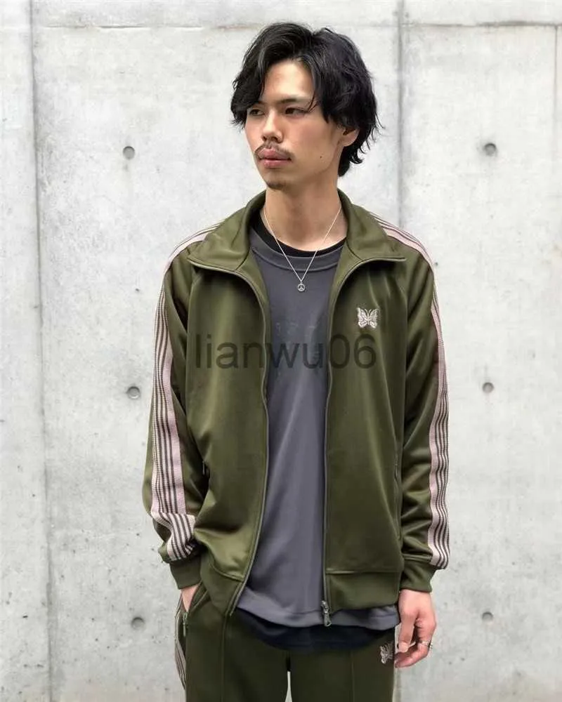 Men s Jackets Army Green Needles Jackets 21ss Men Women Butterfly Embroidery AWGE NEEDLES Track Jacket High Street Outerwear J230829