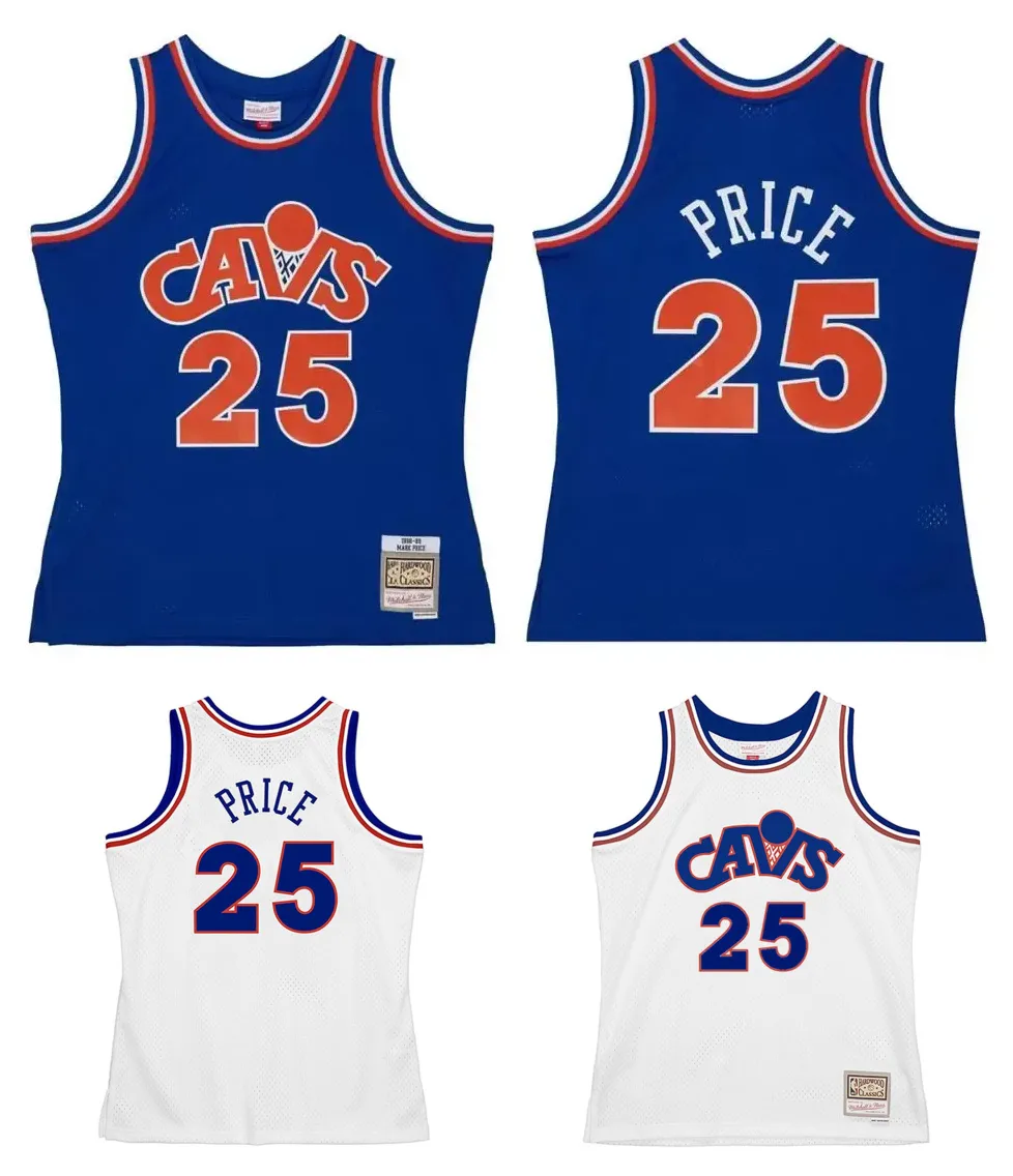 1988-89 Mark Price Cavalier Basketball Jersey Clevelands Mitc Throwback Jerseys Blue White Size S-XXXL