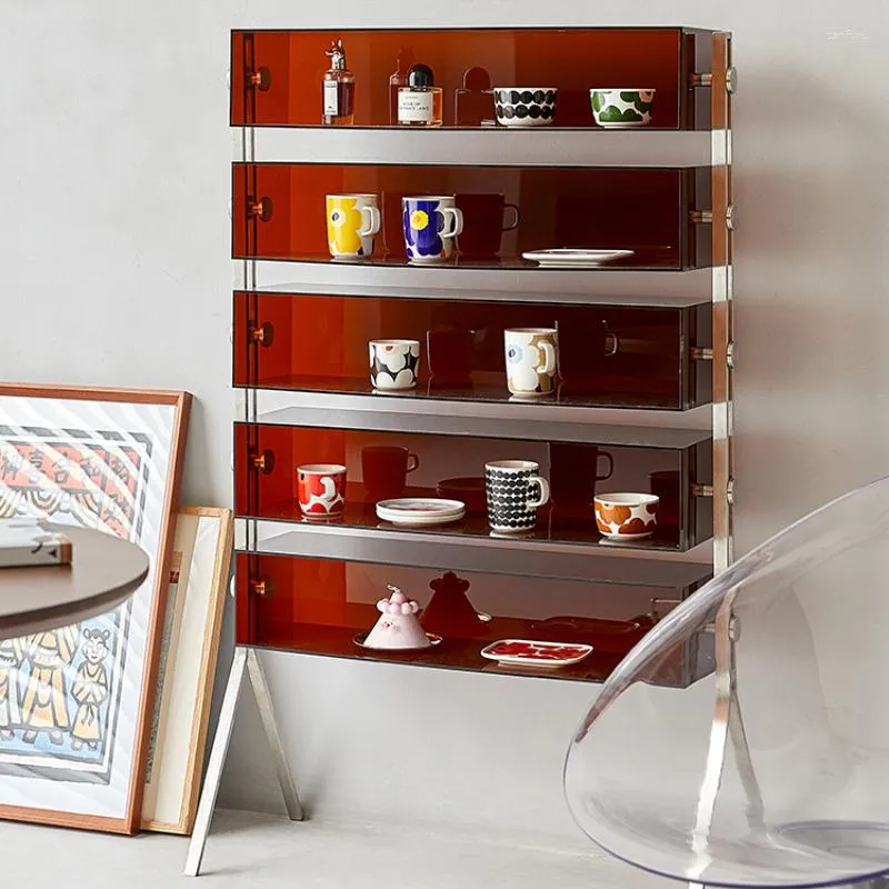 Decorative Plates Acrylic Shelf Multi-Layer Floor Household Display Rack Hand-Made Cup Storage Cabinet