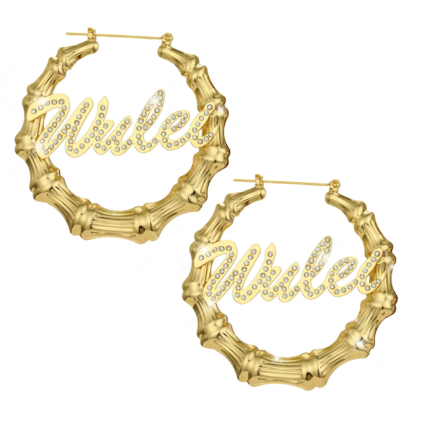 Hoop Huggie personnalisé Bling nom boucles d'oreilles en acier inoxydable personnalisé nom boucles d'oreilles avec coeur diamant nom cerceau boucle d'oreille cercle lettre 230828