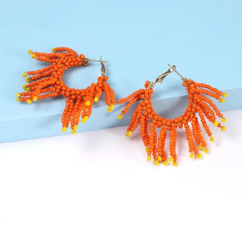 Dangle Oorbellen Oranje Rocailles Oorbel Hoogwaardige Feestmode Handleiding Trendy Sieraden Accessoires Voor Vrouwen