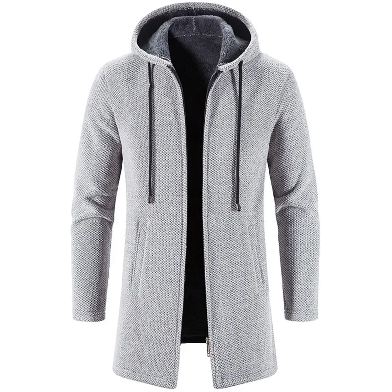 Pulls pour hommes manteau automne hiver chaud fermeture éclair moyen Long Cardigan homme tricots de style décontracté Sweatercoat hommes vêtements 230829