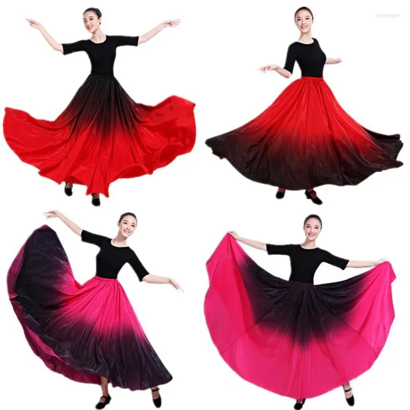 Stage Wear Dance Costume Spanish Gradient Elegant Flamenco Skirt Dress For Women Gypsy Plus Size Ballroom Bullfight Performance Clothing