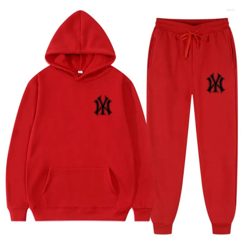 Men's Hoodies Four Seasons 2-Piece Set Of Sportswear Hooded Sweatshirt Drawstring Pants Sports Running