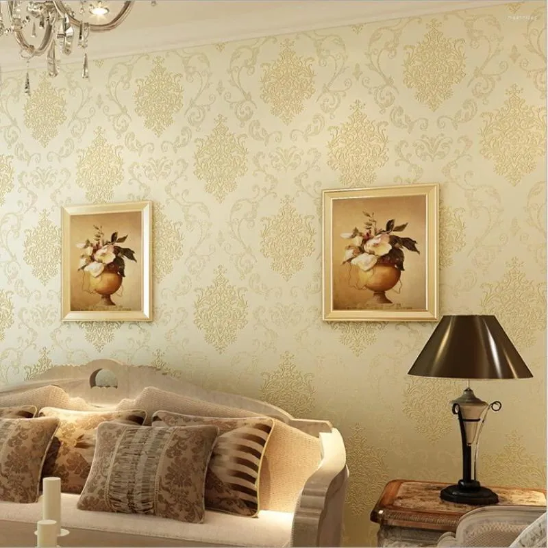 Wallpapers 3D-Vliestapete im europäischen Stil für Wohnzimmer und Schlafzimmer, TV-Hintergrund mit moderner, einfacher Prägung