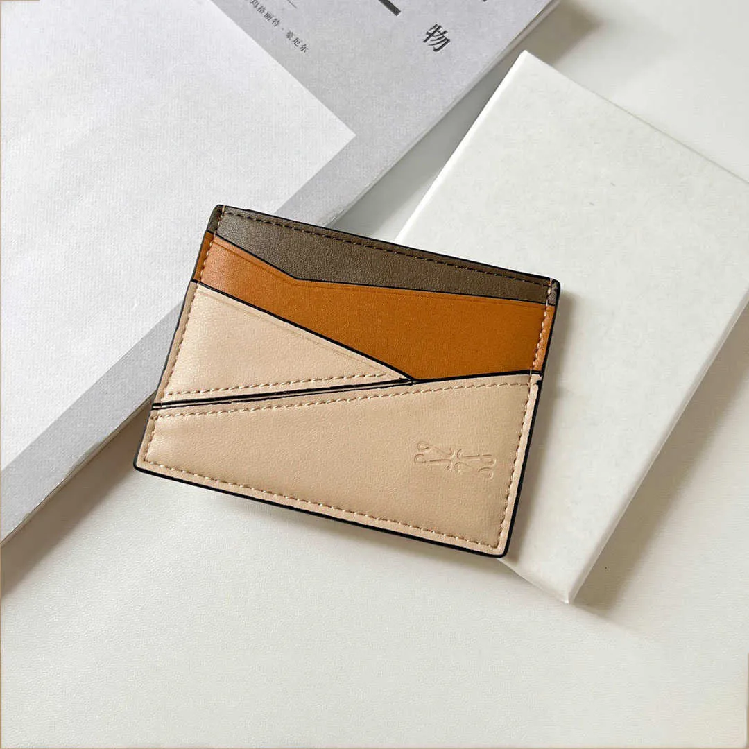 Mini Puzl Multi Color card holder Panel Soft Calf Leather Multi Card Case Leather Multi Function Ultra Thin Contrast Color Small Wallet 230815