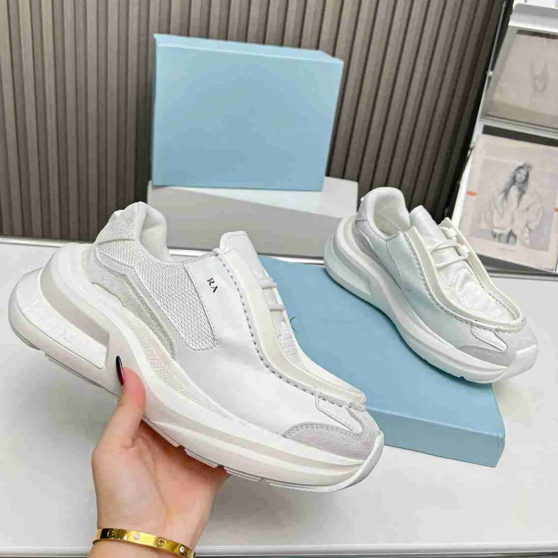 Designer loopschoenen Prad sneakers dames heren luxe veterschoenen sport skate schoen casual trainers klassieke sneaker dsf