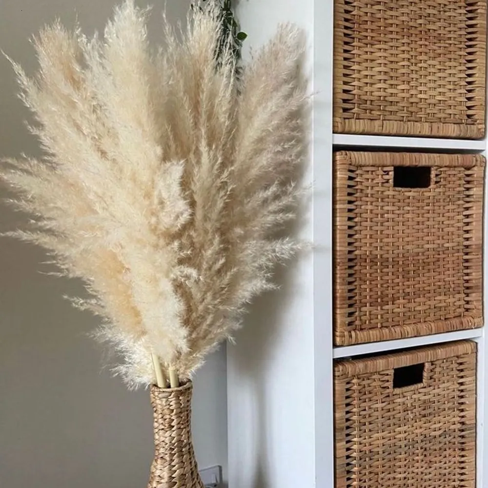 Dekorativa blommor kransar 80 cm vardagsrum stora pampas dekor naturtorkade pampas gräs fluffiga pampas bukett boho lång torkad blommor bröllop bågdekor 230828