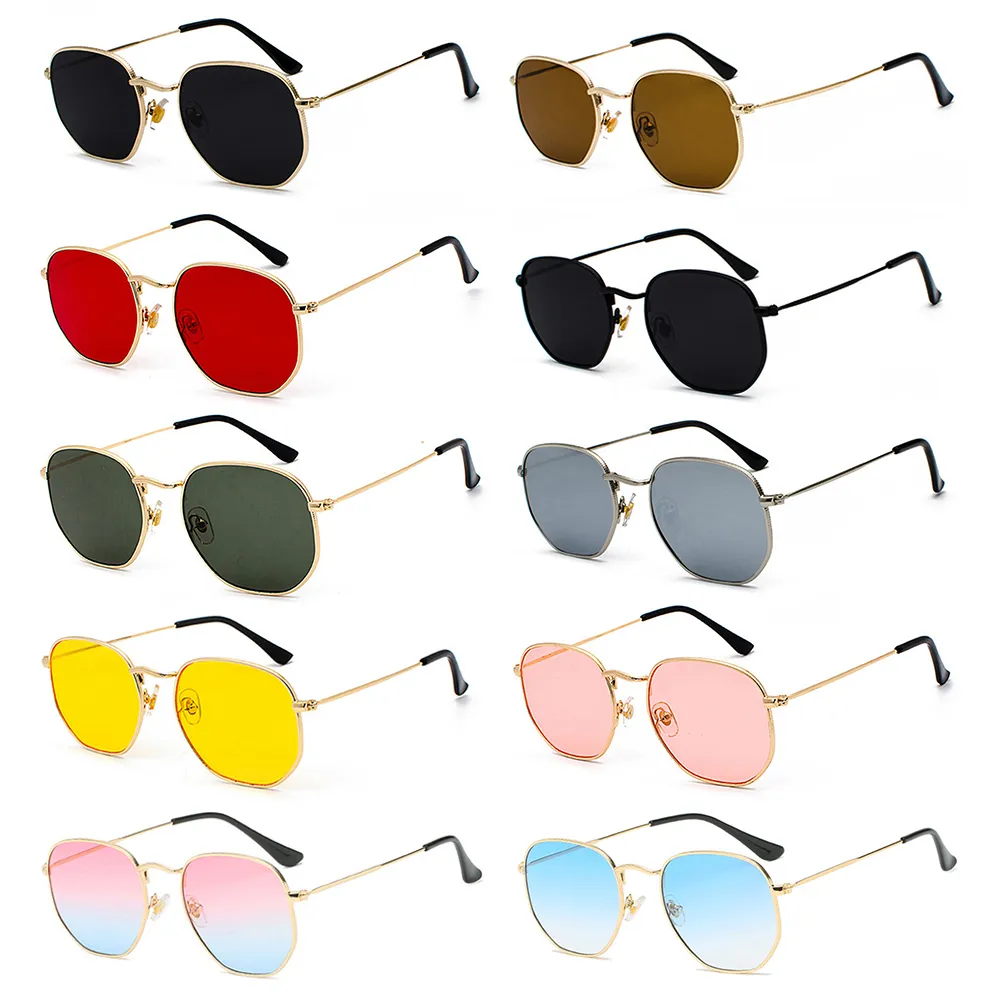 Small Square Sunglases Hexagon Sunglasses Women Brand Designer Men