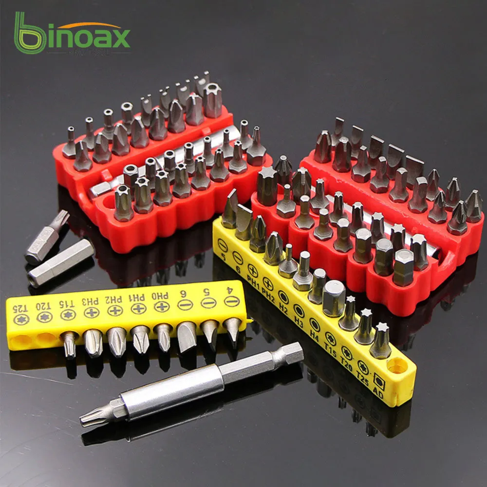 Skruvmejslar Binoax 33st säkerhetsbit med magnetisk förlängning Bithållare Tamper Star Skruvmejselbitar Set Quick Release Bit Holder 230828