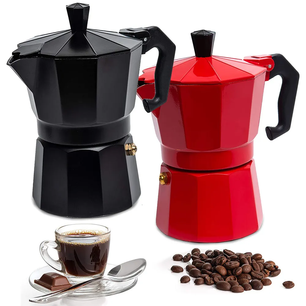 Butelki z wodą aluminium Moka Pot 300 ml włoski ekspres do kawy espresso do kuchenki kuchennej na zewnątrz czarny czerwony 230829