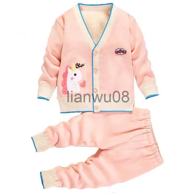 Set di abbigliamento Set di abbigliamento per ragazze 2021 Set di moda invernale per neonati Plus Velluto addensato Set per ragazze Maglieria per bambini Camicia che tocca il vestito dei bambini x0829