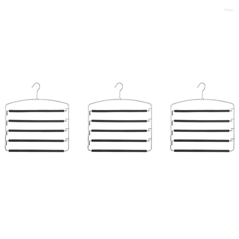 Hangers 3X Pants 5 Layers Metal Slack Magic Non Slip Foam Padded Swing Arm Space Saving Hanger