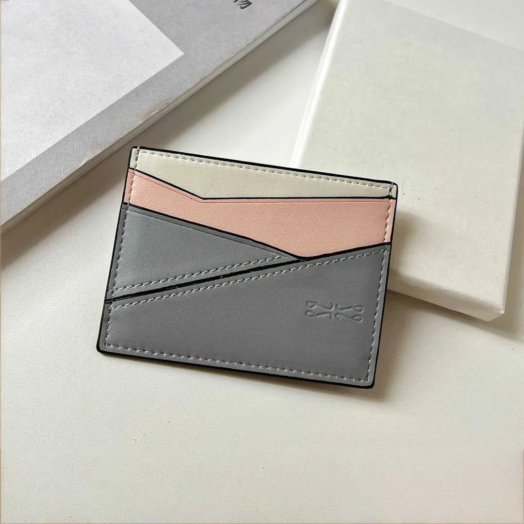 NOUVEAU Puzl Multi Color Card Holder Panel Soft Calf Leather Multi Card Case Cuir Multi Fonction Ultra Mince Contraste Couleur Petit Portefeuille 230815