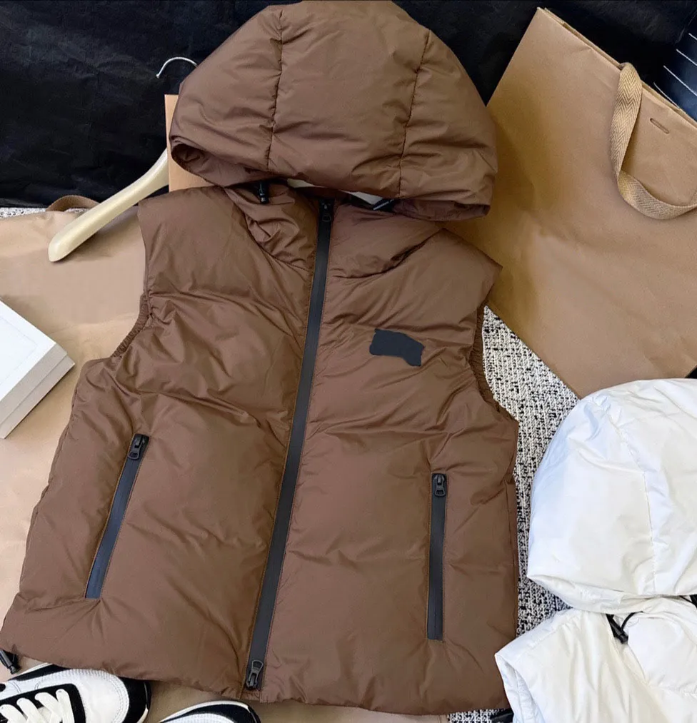 メンズレディースダウンベストデザイナーベストノースリーブコート秋の温かいフード付きベストジャケット女性用服のサイズs-l