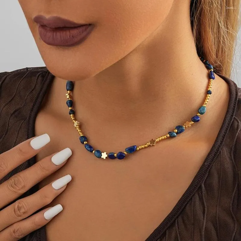 Hänghalsband mode oregelbundet natursten stjärna guld pläterad pärla sträng halsband nisch design charm för kvinnor smycken gåva