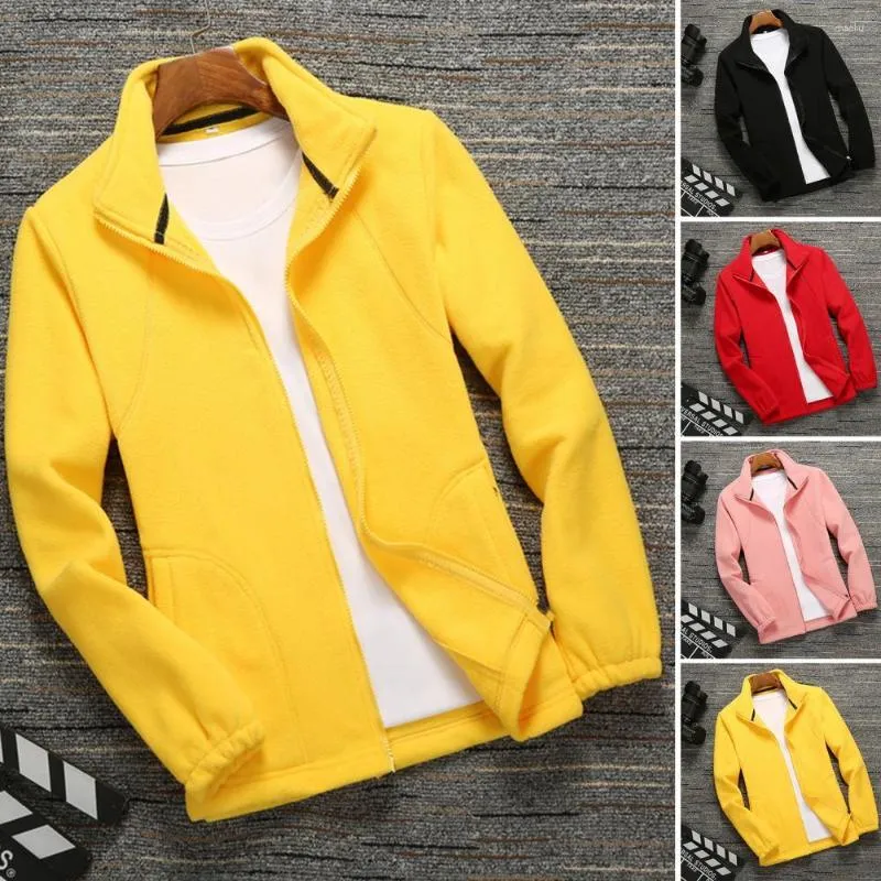 Chaquetas De Mujer Cuello Alto Mangas Largas Bolsillos De Color Sólido Tapeta Con Cremallera Chaqueta De Mujer Otoño Invierno Polar Polar De Doble Cara Cálido