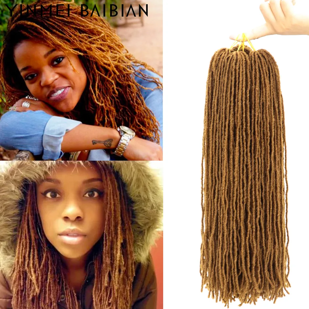 Cheveux humains en vrac Sister Locks Dreadlocks Afro Crochet Tresses Synthétique Faux Locs Couleur 18 pouces Blonde Brun pour les femmes 230828