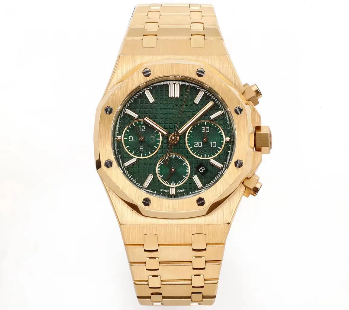 11 relógios masculinos 41mm 904L aço inoxidável caixa de ouro amarelo mostrador verde à prova d'água 7750 movimento mecânico relógio luminoso automático