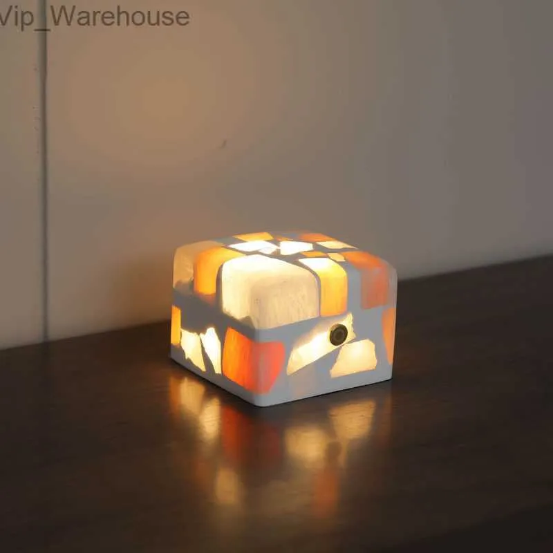 Полупрозрачный гипсовый сахарный куб рудовый ночной свет творческий подарочный подарок спальня спальня для прикроватной туалетной лампы домашнего комнаты декор на стой