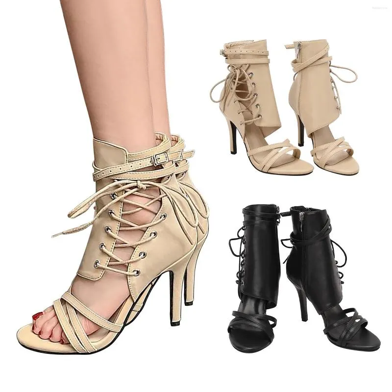 Sandals Jazz Dance High Heels Elastic Strap Roman Women's Slim 2023 Summer Shoes Platform For Women 90s