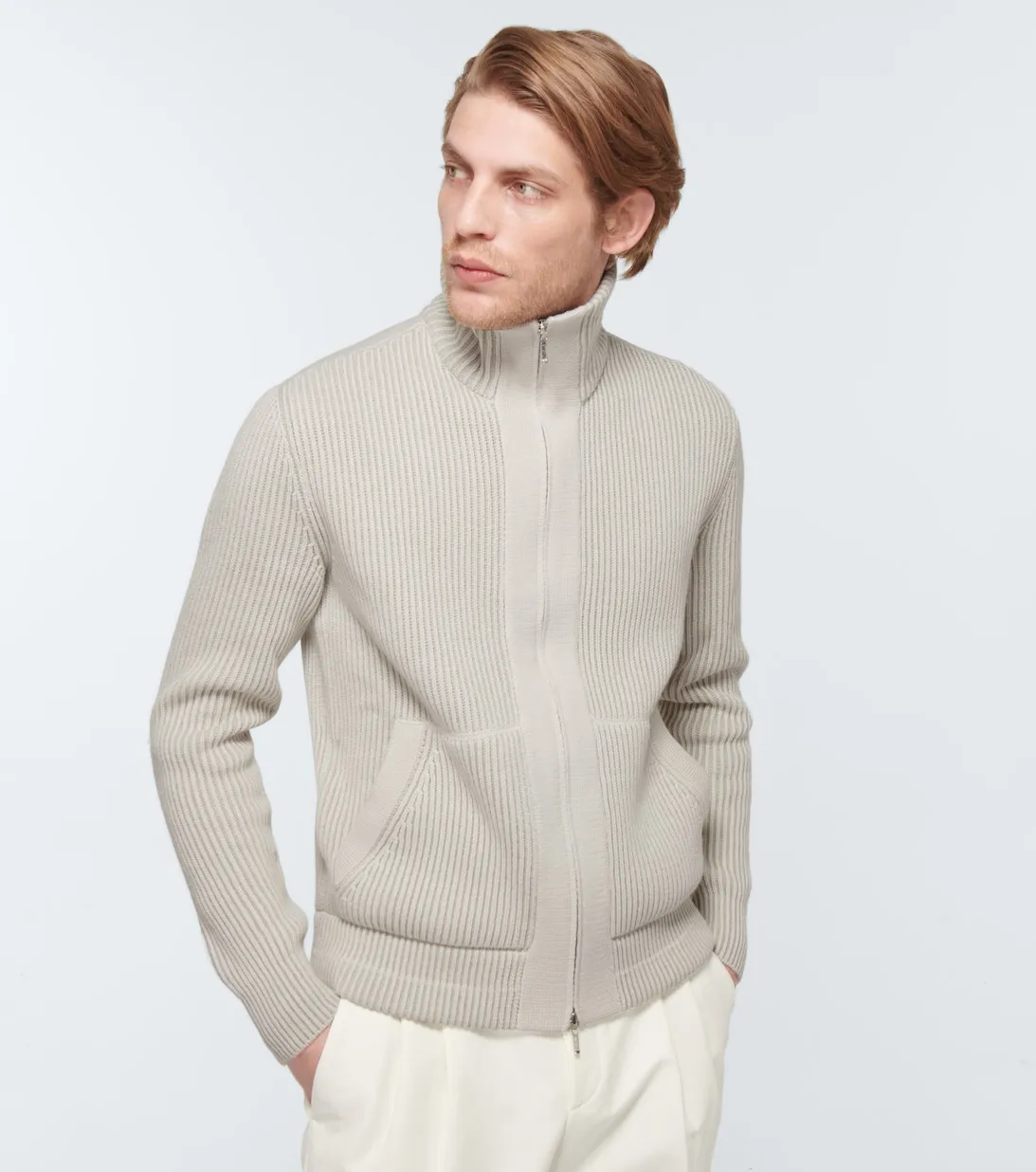 Men tröja designer europeisk och amerikansk stil höst och vinter loro piana zippad kashmir blandning cardigan casual tröjor