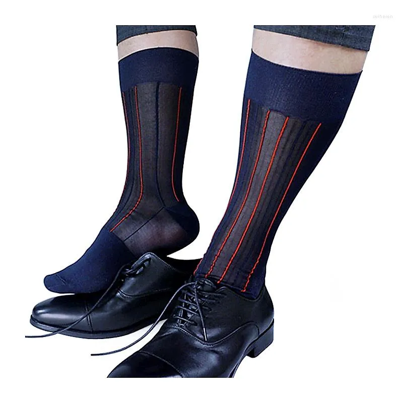 Chaussettes pour hommes Été Soie élastique pour homme Nylon noir Mince Mâle Sexy