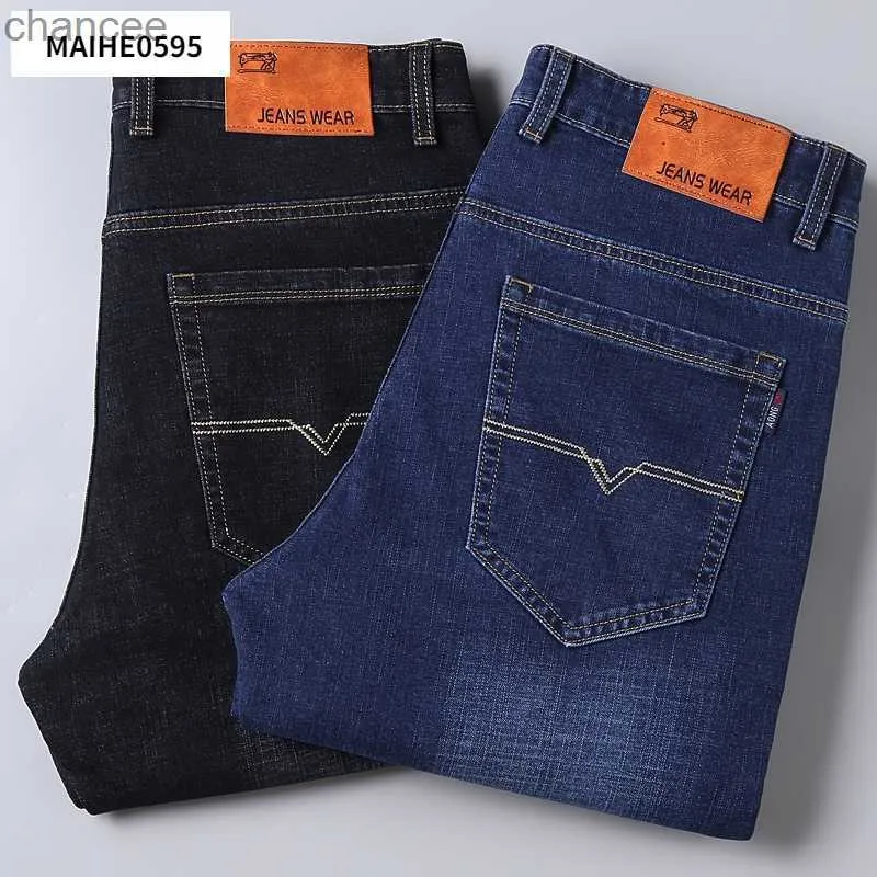 2022 män vinter raka byxor baggy stretch jean mode män casual jeans höstlätt byxor denim byxor hkd230829