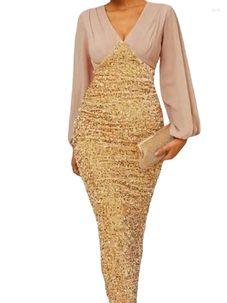 Celebrities Elegant Patchwork Sequins V Neck Evening Dress Dresses Celebrities Elegant Patchwork Sequins V Neck Evening Dress Dresses