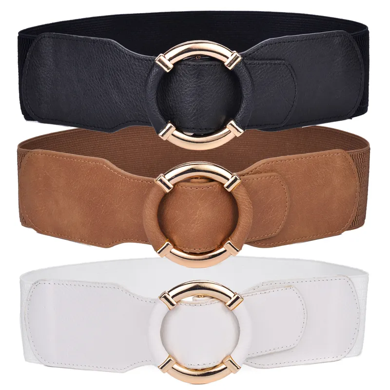 Belts Beltox Women's Elastic Stretch Wide Waist Belts w Wrapped Gold Circle Buckle 230829