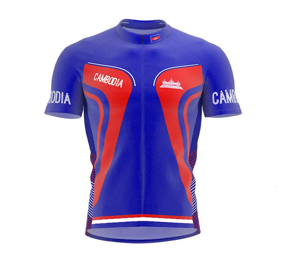 サイクリングシャツはカンボジアメンズフルジッパー自転車短袖ジャージー230828