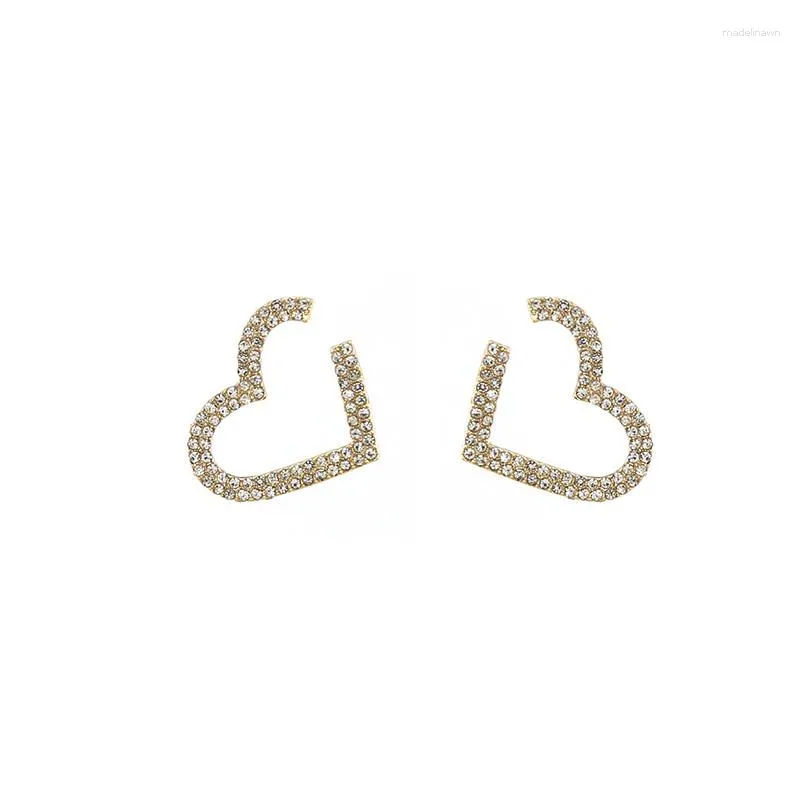 Boucles d'oreilles mode dames cristal coeur forme Bijoux couleur or pour les femmes Bijoux de fête de mariage