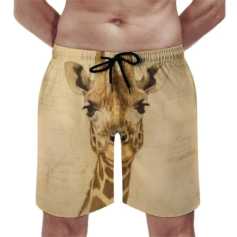 Herenshorts Board Giraffe Grappige zwembroek Hoge detailschema's Man Sneldrogend Hardlopen Oversize strand