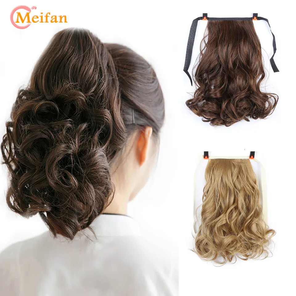 Synthetic Wigs MEIFAN Synthetic Short Wave Ponytail for Women Drawstring Tied to Hair Tail Clip in Hair Natural Fake Hair Pieces 230828