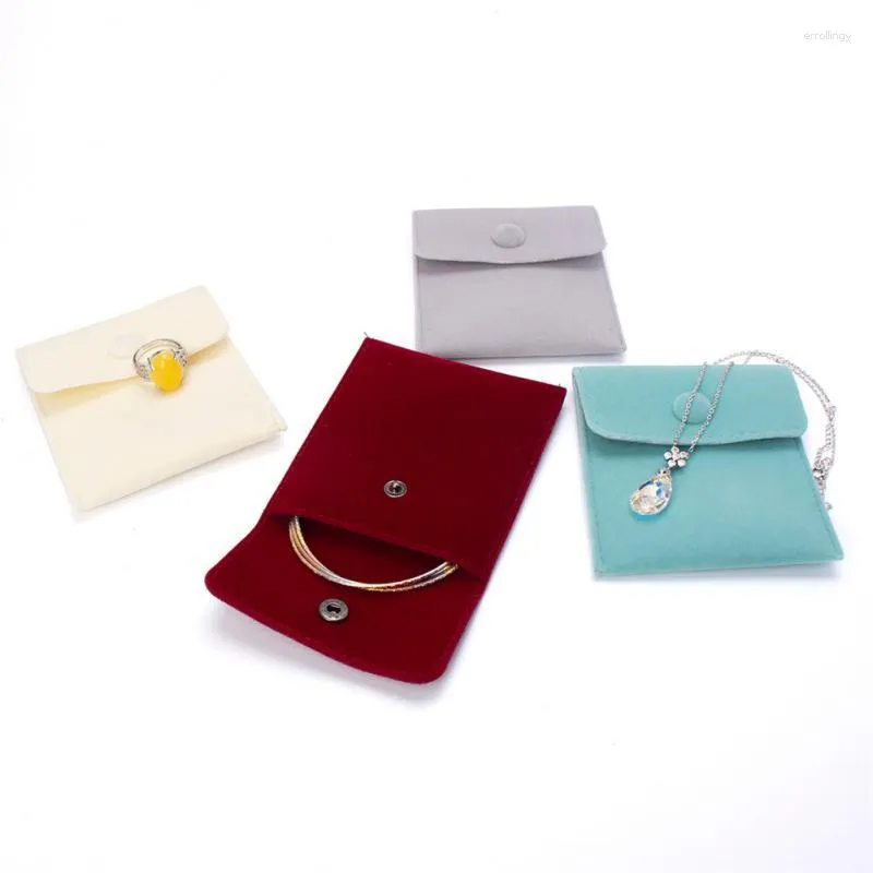 Jewelry Pouches Mini Bag For Gift Bracelet Necklace Earrings Rings Pendant Storage Button Snap Type Packaging Organizer