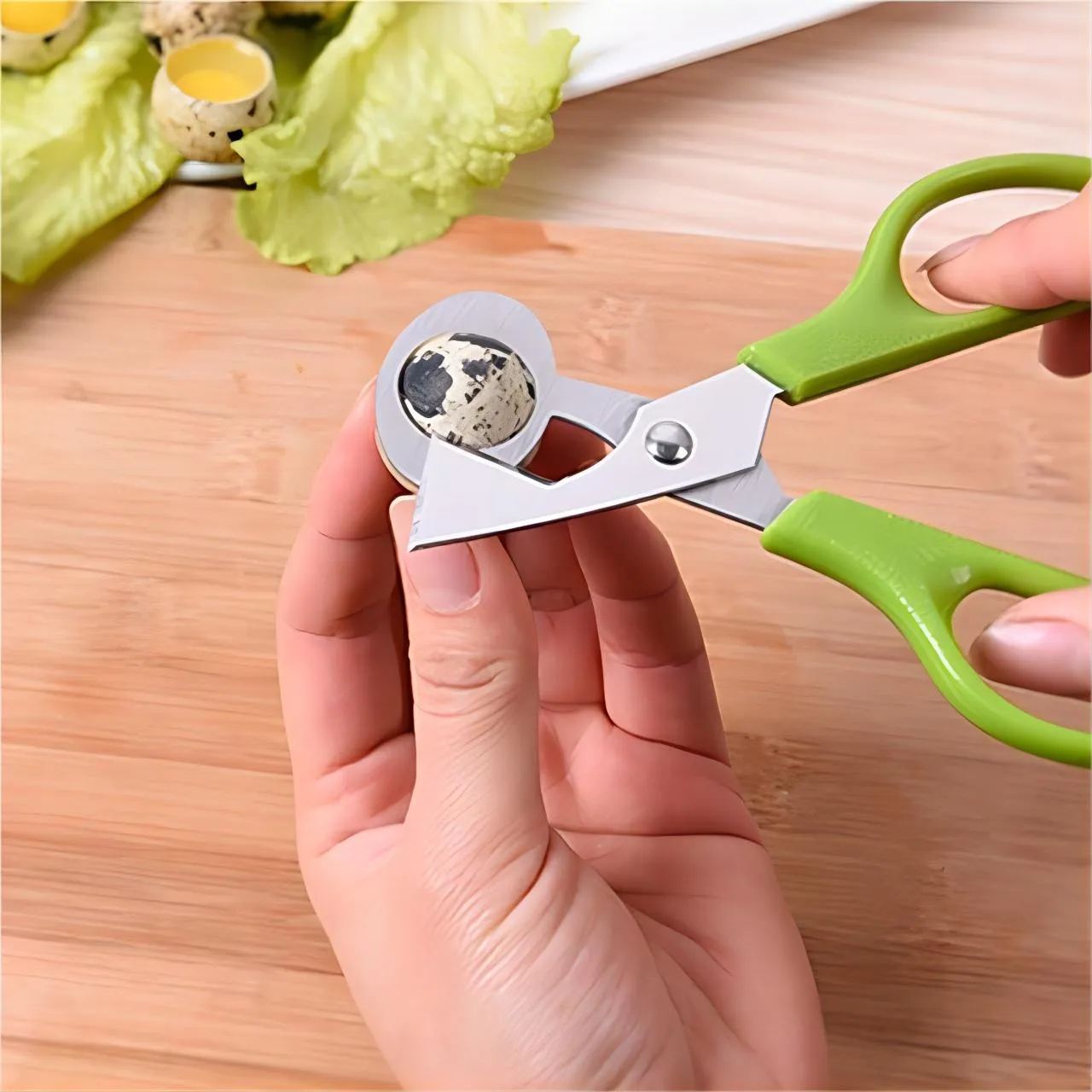 Green Stainless Steel Egg Opener Tool Quail Eggs Scissors Cutter Household Kitchen Tools 14.2cm DD073