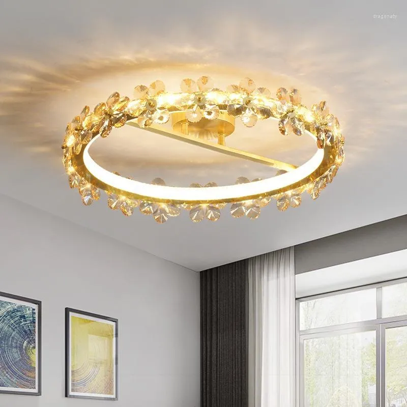 Plafonniers modernes K9 cristal fleur lustre nordique luxe éclairage intérieur lustre LED lampe suspendue pour salon