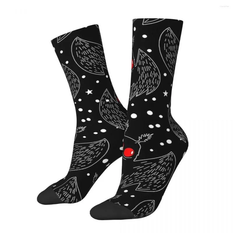 Herrstrumpor Happy Mothman Night Retro Harajuku Alien Hip Hop Sömlös Crew Crazy Sock Gift -mönster tryckt