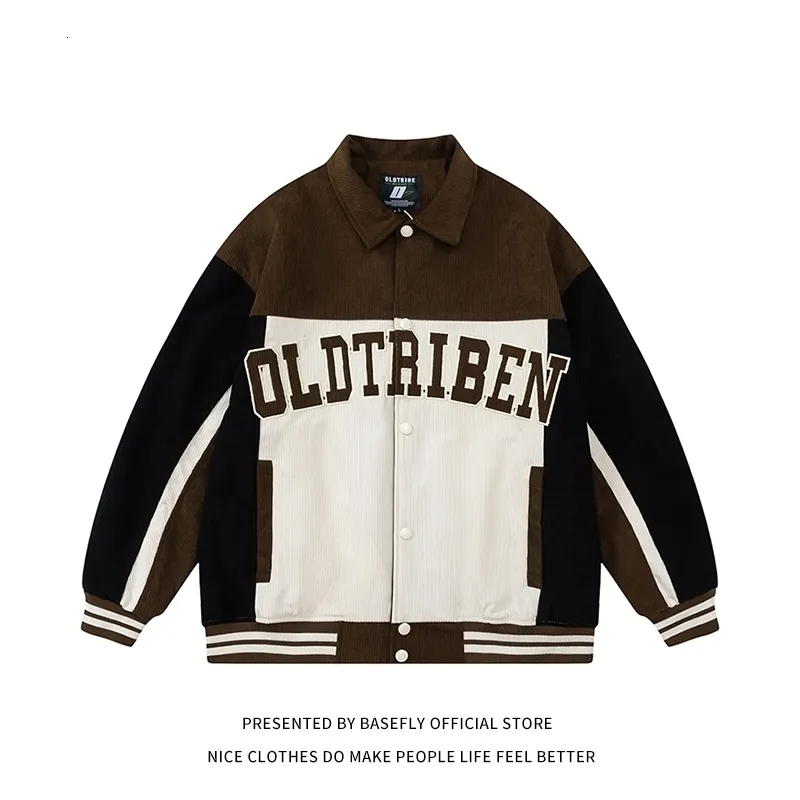 Womens Jackets Spring Autumn Letter Brodery Patchwork Corduroy Stadium Award Jacket unisex Women Baseball Bomber Coat Varsity Men Letterman 230828