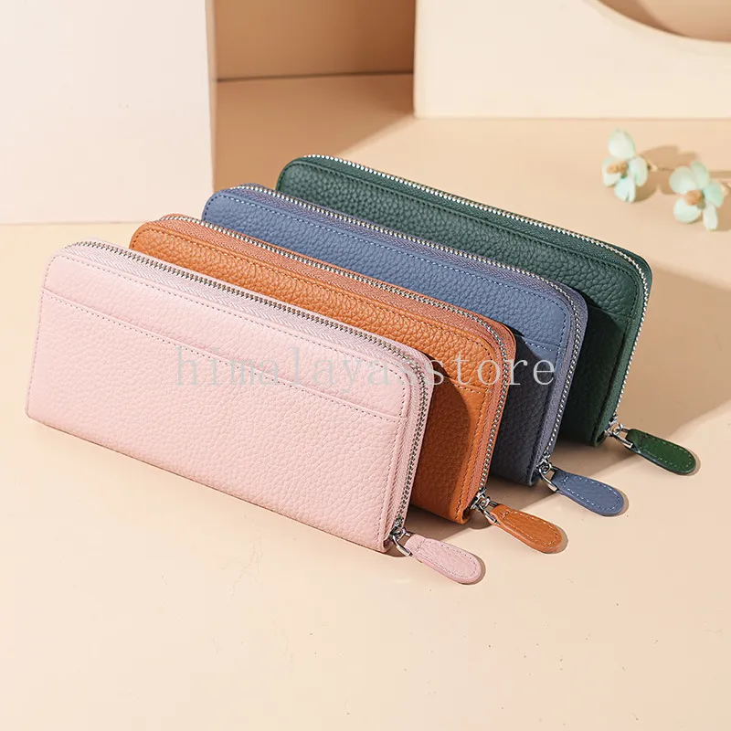 Japanese Genuine Leather Women's Long Zipper Wallet with Coin